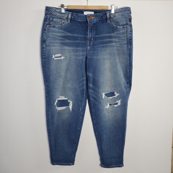 Lane Bryant Dark wash Distressed boyfriend jeans Size 16 - Picture 1 of 8